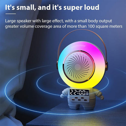 Haut-parleur Bluetooth karaoké astronaute avec microphone et réveil intégré