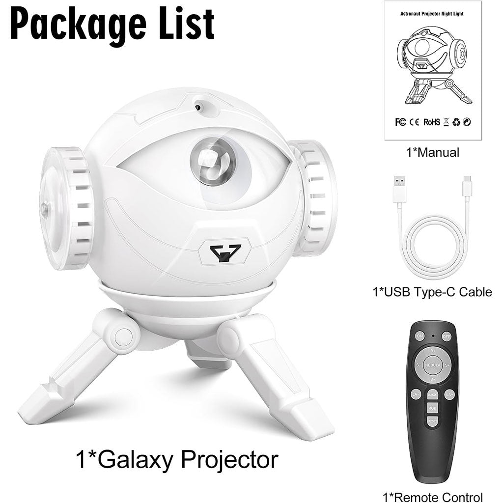 Projecteur Galaxie Astronaute éclairage étoilé réglable à 360° avec télécommande – جهاز عرض نجوم ومكبر صوت