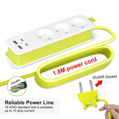 AVEL Multiprise 3 Sockets avec 4 ports USB Cordon 1,8 m Enroulable – مقبس طاقة مع منافذ شحن
