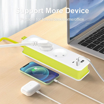 AVEL Multiprise 3 Sockets avec 4 ports USB Cordon 1,8 m Enroulable – مقبس طاقة مع منافذ شحن
