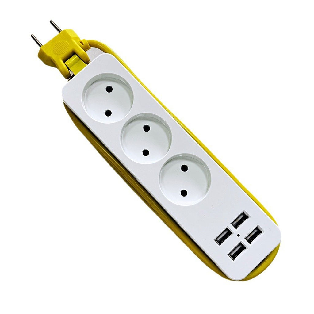 AVEL Multiprise 3 Sockets avec 4 ports USB Cordon 1,8 m Enroulable – مقبس طاقة مع منافذ شحن