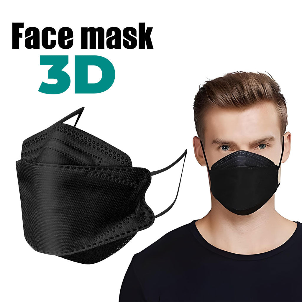 Lot de 20Pcs Bavettes 3D FFP2 à Quatre couches - علبة كمامات سوداء عالية الجودة تنزوت