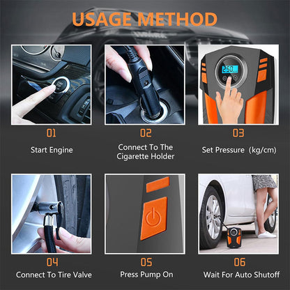 Compresseur d’Air Numérique pour Voiture et Moto 150Psi BE0173 – جهاز ضغط العجلات محمول