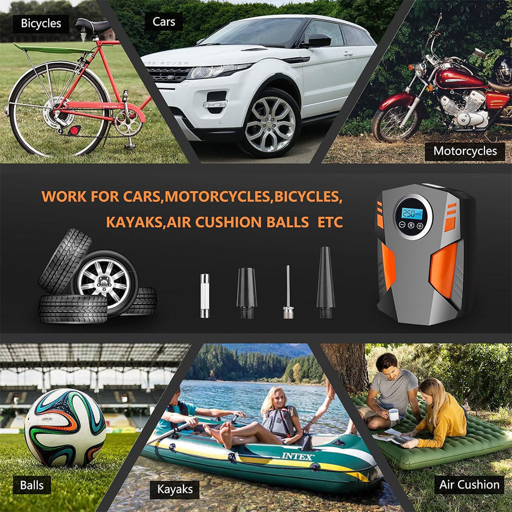 Compresseur d’Air Numérique pour Voiture et Moto 150Psi BE0173 – جهاز ضغط العجلات محمول