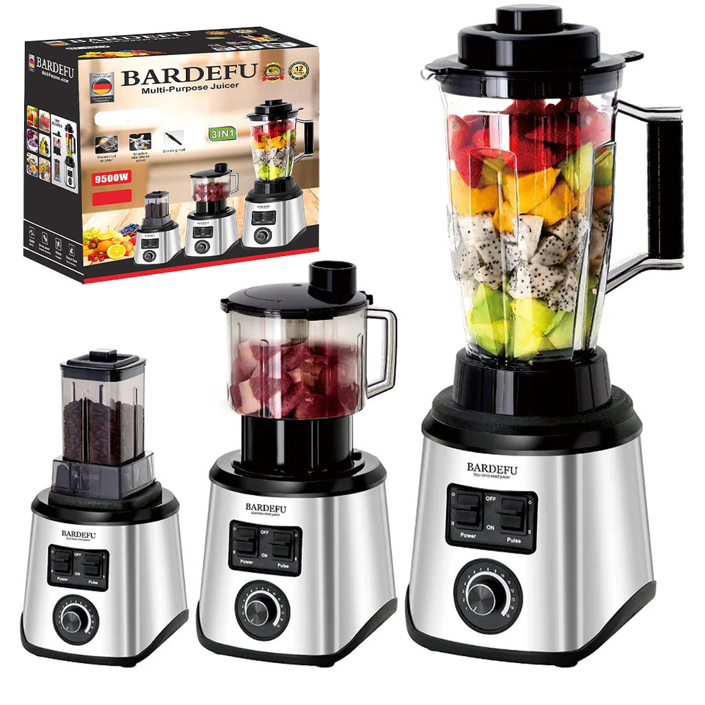 BARDEFU Blender Mixeur Electrique 3 En 1 Avec Mini Hachoir Et Moulin 9500W – خلاط كهربائي 3 في 1 مع مفرمة ومطحنة - تنزوت