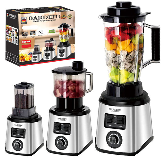 BARDEFU Blender Mixeur Electrique 3 En 1 Avec Mini Hachoir Et Moulin 9500W – خلاط كهربائي 3 في 1 مع مفرمة ومطحنة - تنزوت