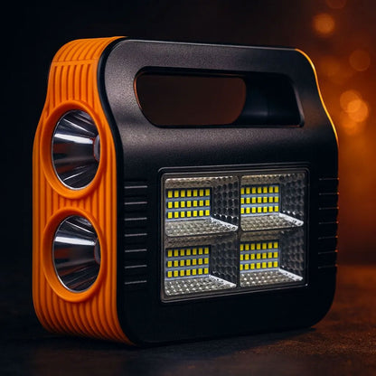 Kit Panneau Solaire portable avec Torche LED Rechargeable et 2 Lampes – طقم مصباح يعمل بالطاقة الشمسية
