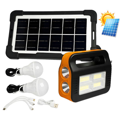 Kit Panneau Solaire portable avec Torche LED Rechargeable et 2 Lampes – طقم مصباح يعمل بالطاقة الشمسية - تنزوت