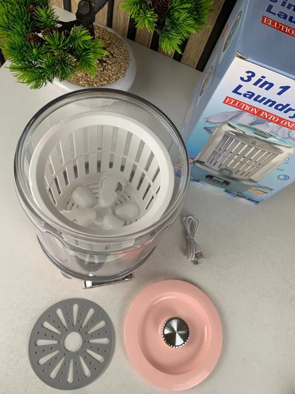 Machine à laver 3L Portable pour sous-vêtements avec lumière bleue – غسالة ملابس محمولة