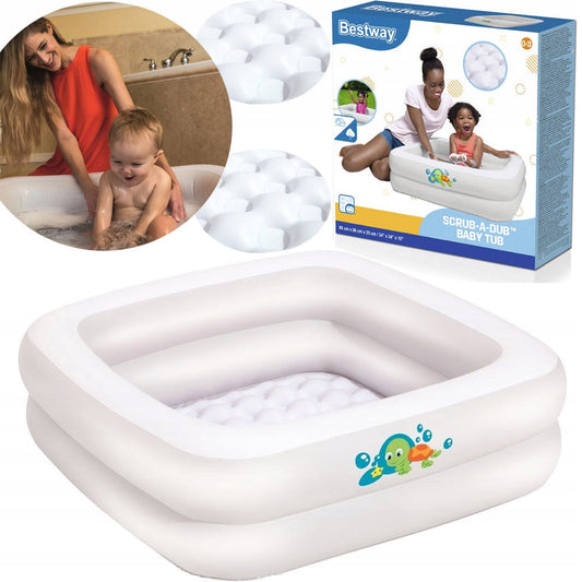 Baignoire Gonflable Carrée à Double Anneau Pour Bébé 86 x 86 x 25 cm Bestway 51116 تنزوت