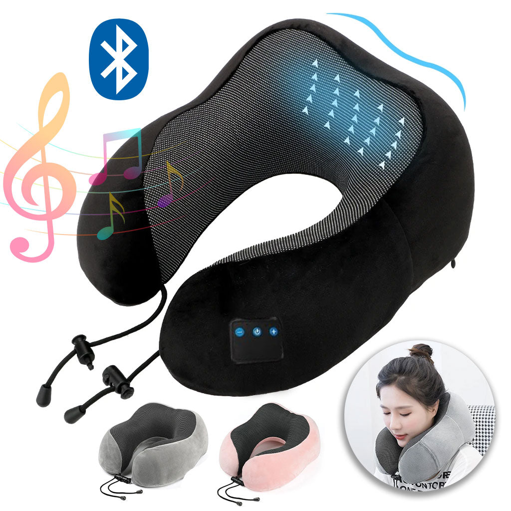 Oreiller de Cou Bluetooth en mousse à mémoire de forme avec haut-parleurs intégrés – وسادة مريحة بخاصية البلوتوث - تنزوت