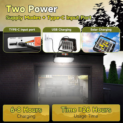 Lampe Solaire Rechargeable LED 300 W Portable et Magnétique 26000LM – مصباح محمول قابل للشحن بالطاقة الشمسية