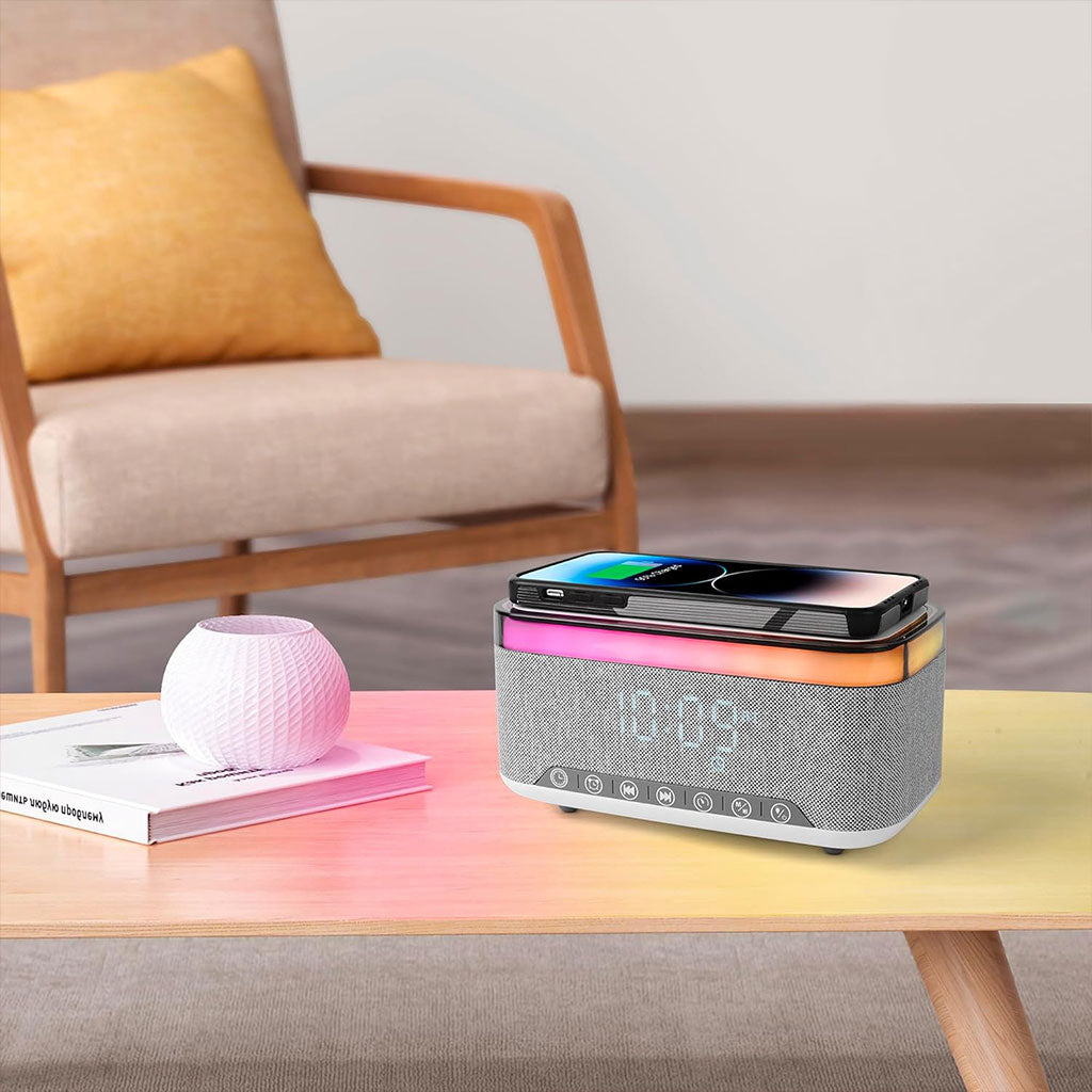 Haut-parleur Bluetooth intelligent, veilleuse créative de bureau, chargeur audio sans fil, lumière d’ambiance de chevet