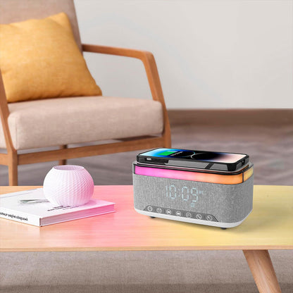Haut-parleur Bluetooth intelligent, veilleuse créative de bureau, chargeur audio sans fil, lumière d’ambiance de chevet