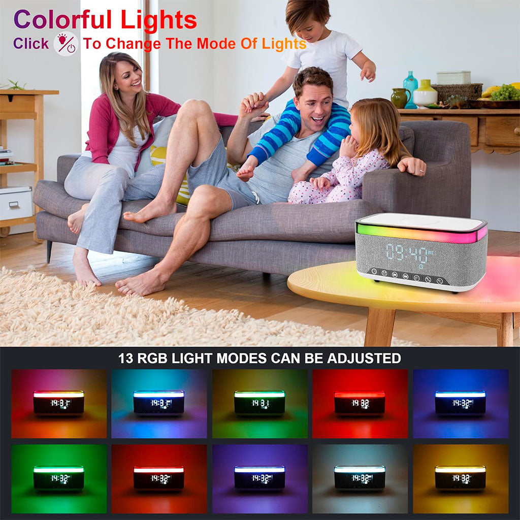 Haut-parleur Bluetooth intelligent, veilleuse créative de bureau, chargeur audio sans fil, lumière d’ambiance de chevet