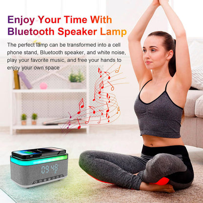 Haut-parleur Bluetooth intelligent, veilleuse créative de bureau, chargeur audio sans fil, lumière d’ambiance de chevet