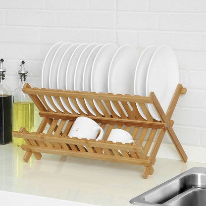 Égouttoir à vaisselle pliable en bambou de haute qualité – حامل أواني الغسيل