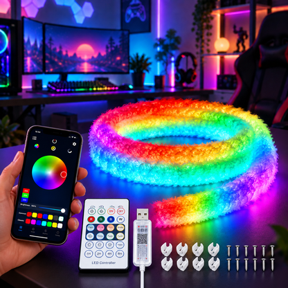 Bande LED RGBIC Intelligente Fluffy Light 360° USB App Control 2M - شريط إضاءة ليد ذكي إضاءة محيطية 360 درجة