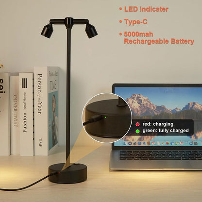 Lampe de bureau LED rétro à double tête rotative à 360 degré – مصباح مكتب بعدة أوضاع إضاءة
