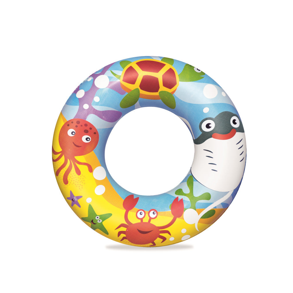 Piscine Ronde Gonflable Avec Bouée Et Ballon De Plage 122 x 20 cm Bestway #51124