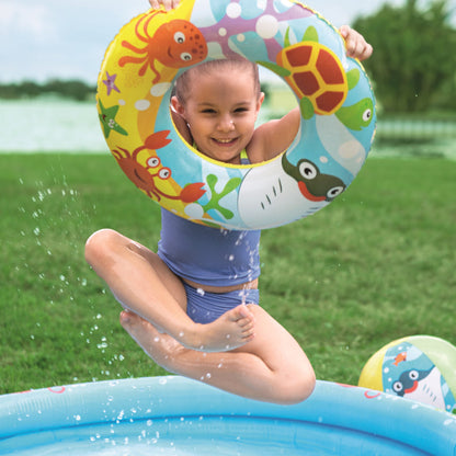 Piscine Ronde Gonflable Avec Bouée Et Ballon De Plage 122 x 20 cm Bestway #51124