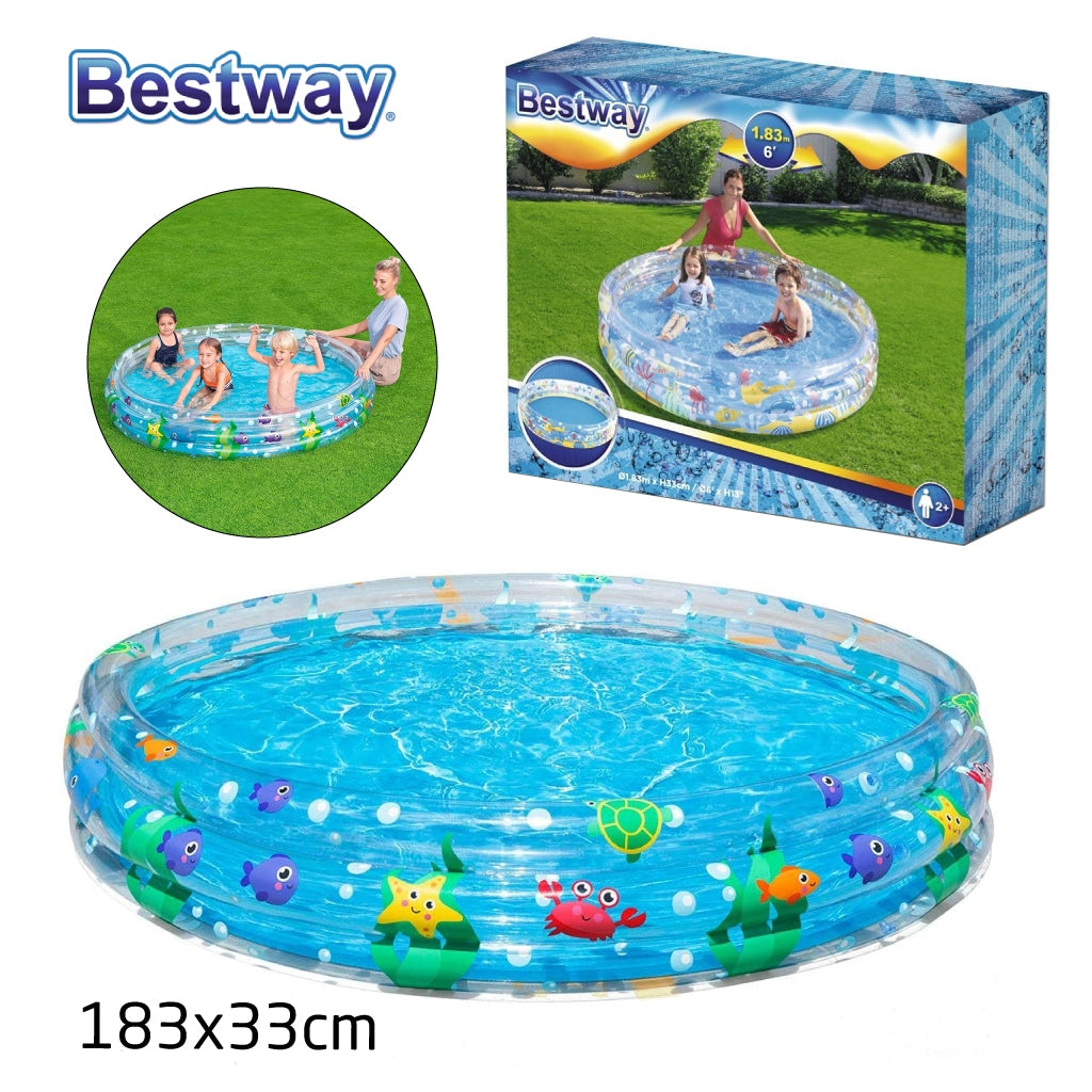 Piscine Gonflable Ronde Transparente Pour Enfants 183 x 33cm Bestway #51005 تنزوت