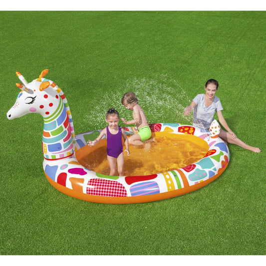 Piscine Rond Gonflable Giraffe Pour Enfants Avec Arroseur 266x157x127cm Bestway 53089 تنزوت
