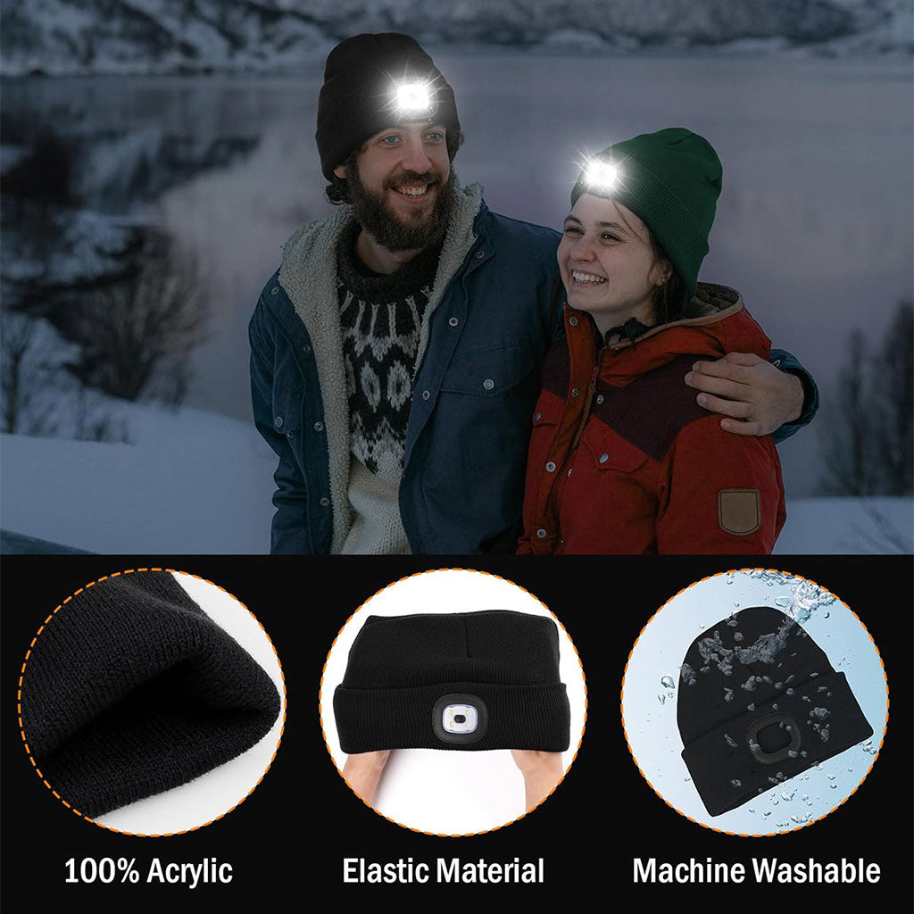 Bonnet LED Unisexe Rechargeable par USB – Gris
