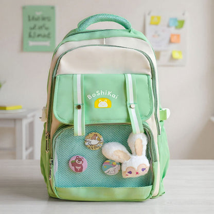 Sac à Dos Scolaire pour Enfants Style Kawaii BoShiKai Vert – حقيبة ظهر مدرسية للأطفال أخضر تنزوت