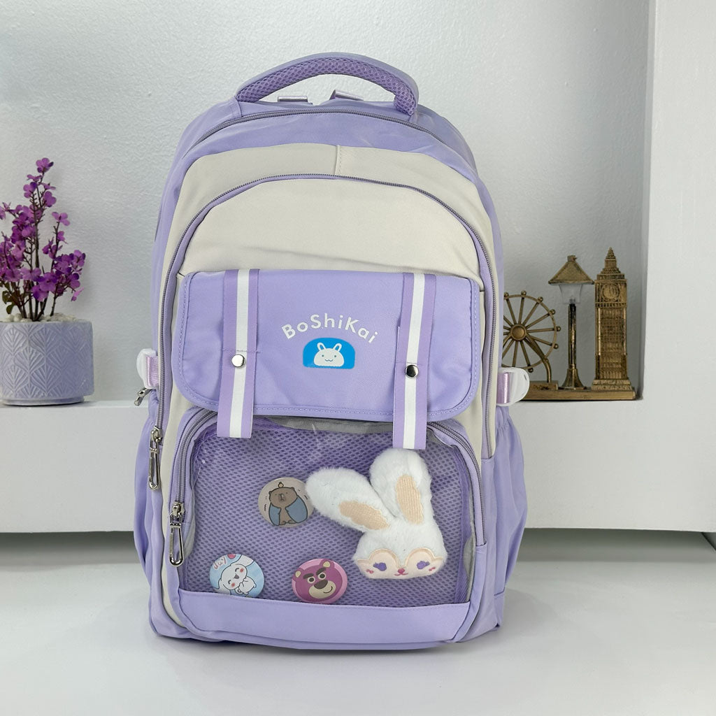 Sac à Dos Scolaire pour Enfants Style Kawaii BoShiKai Mauve – حقيبة ظهر مدرسية للأطفال بنفسجي