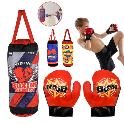 Ensemble de Boxe pour Enfants Sac de Frappe Suspendu avec Gants Jeu de 3 Pièces – طقم كيس ملاكمة 3 قطع تنزوت