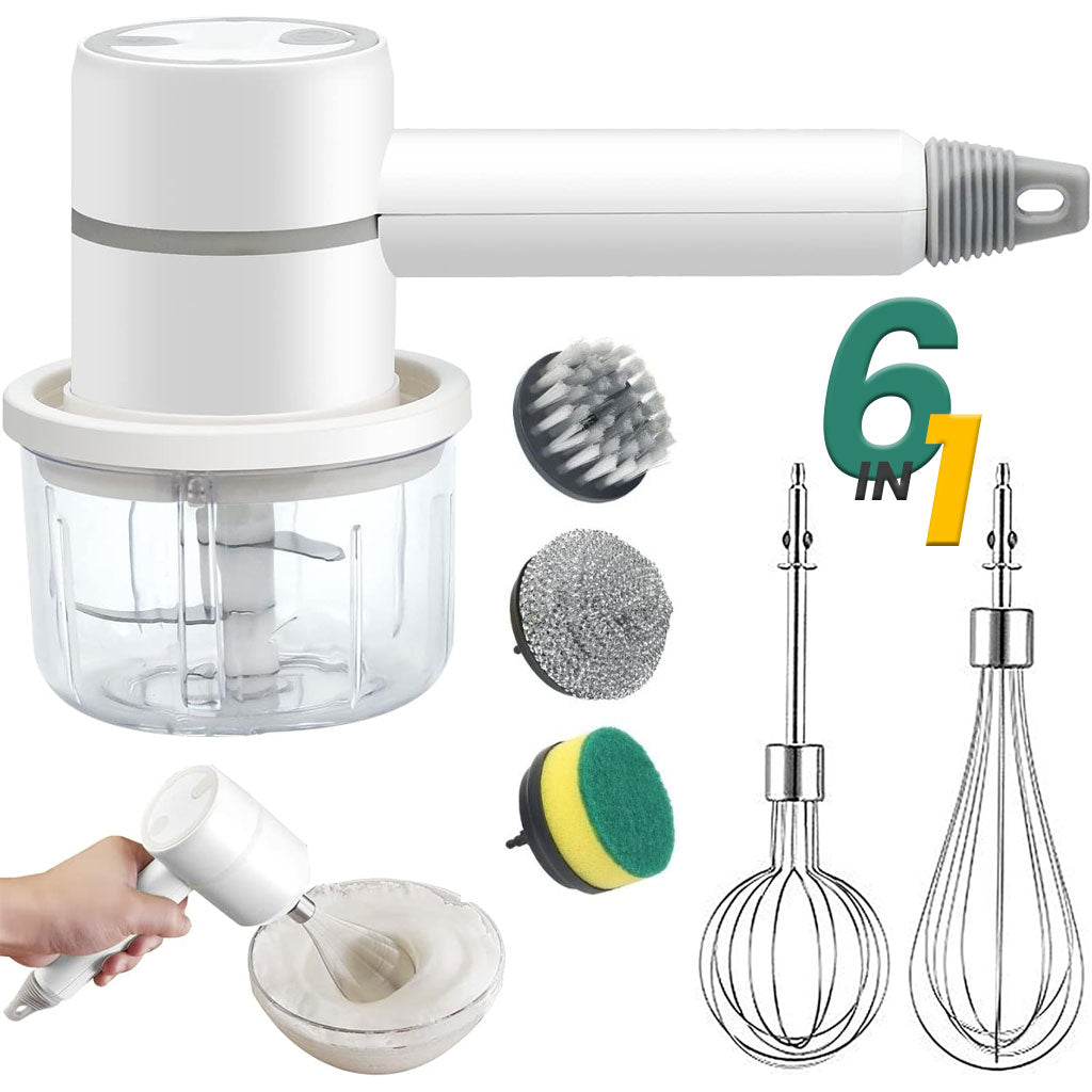 Batteur de Cuisine 6en1 Multifonction avec Plusieurs Têtes – جهاز تحضير الطعام وفرشاة تنظيف تنزوت