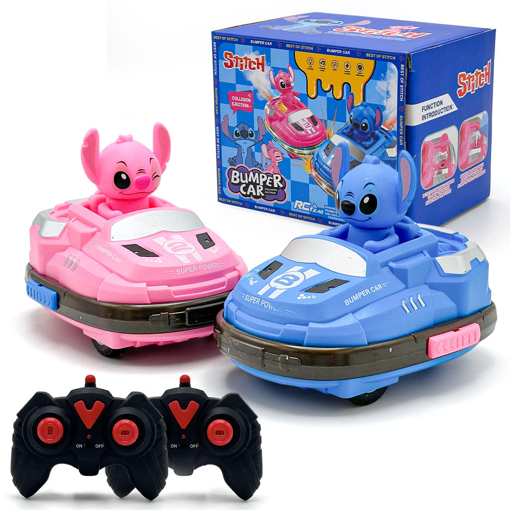 Voiture Télécommandée Stitch Bumper Car Rechargeable 2Pcs pour Enfants – لعبة سيارات اللاسلكية للأطفال ستيتش - تنزوت