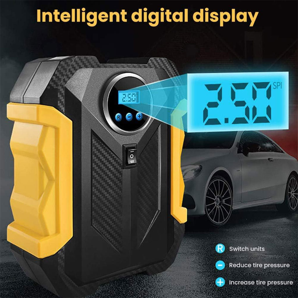 Gonfleur de pneus numérique avec manomètre et lumière LED 150 PSI – جهاز نفخ عجلات