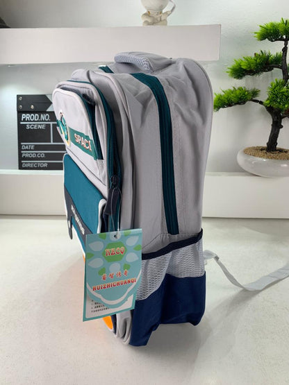 Sac à Dos Enfant Space Design Ludique Multi-Poches Gris – حقيبة مدرسية للأطفال لون رمادي