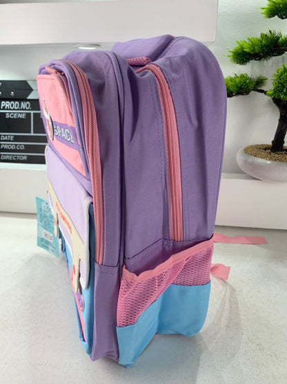 Sac à Dos Enfant Space Design Ludique Multi-Poches Mauve – حقيبة مدرسية للأطفال لون بنفسجي