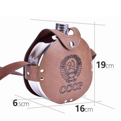Flasque Métallique Portable 1200ml en Acier Inoxydable 18/8 avec Étui en Cuir pour Activités Extérieures