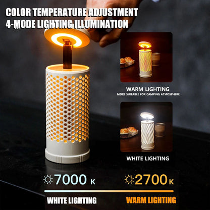 Lampe de camping design en nid d’abeille avec 3 couleurs variable rechargeable