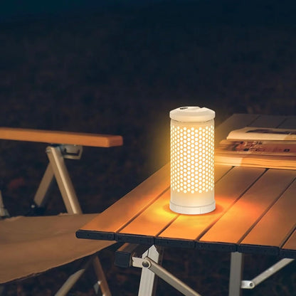 Lampe de camping design en nid d’abeille avec 3 couleurs variable rechargeable