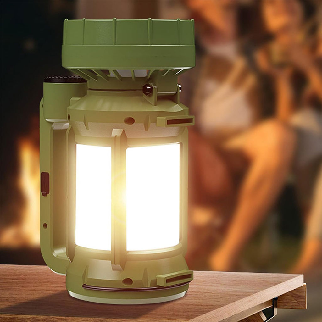 Lanterne de camping LED Rechargeable avec Ventilateur et 4 modes d’éclairage – مصباح ومروحة محمولة