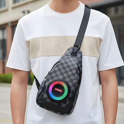 Sac à Bandoulière avec Haut Parleur Bluetooth Rechargeable RGB CH-M818 – حقيبة رجالية مع مكبر صوت بلوتوث مدمج - تنزوت