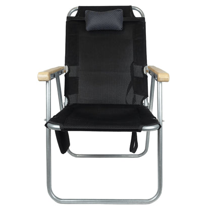 Chaise Longue Pliable avec Accoudoirs en Bois et Coussin – كرسي حجم كبير للخرجات