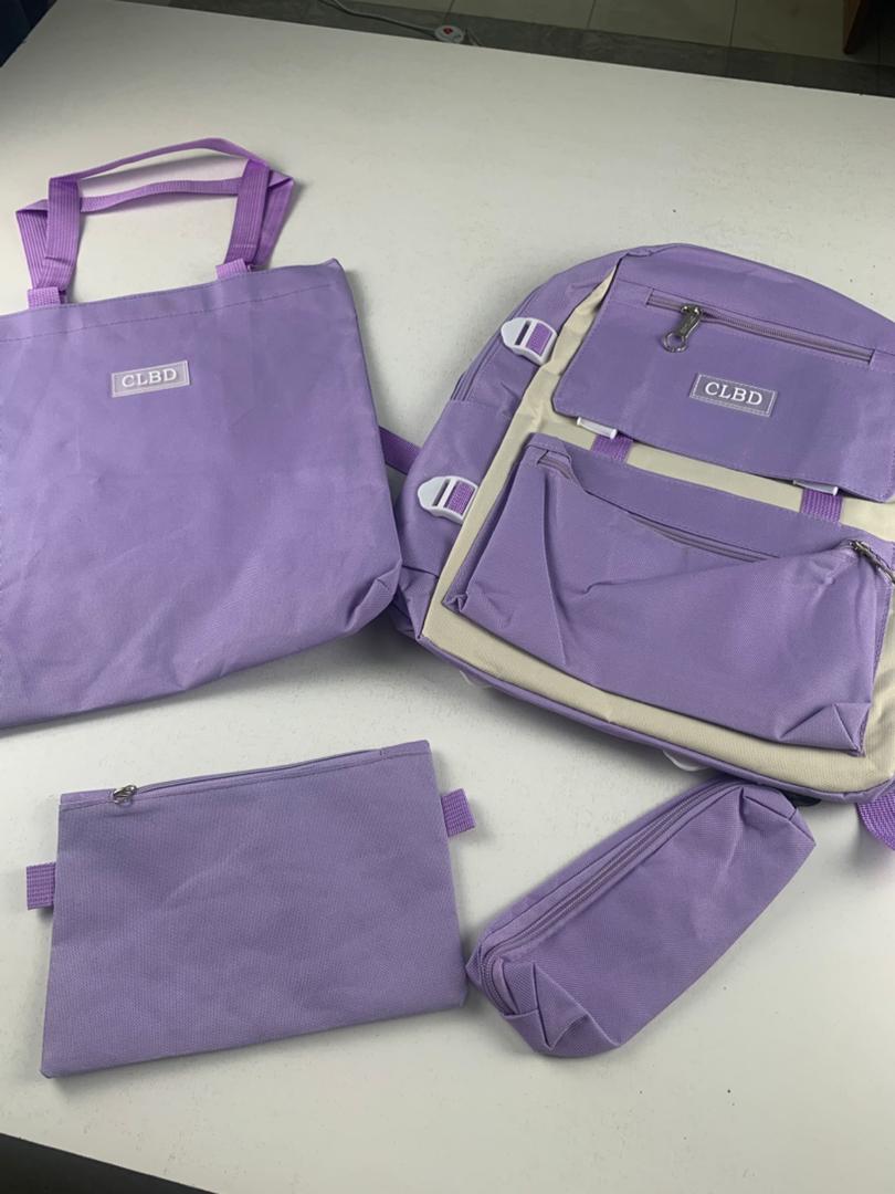 Ensemble de sacs d’école Kawai pour adolescents 4Pcs CLBD V1 Mauve – محفظة 4 قطع كاواي بنفسجي
