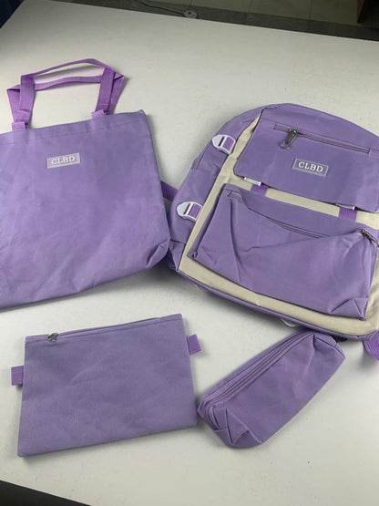 Ensemble de sacs d’école Kawai pour adolescents 4Pcs CLBD V1 Mauve – محفظة 4 قطع كاواي بنفسجي