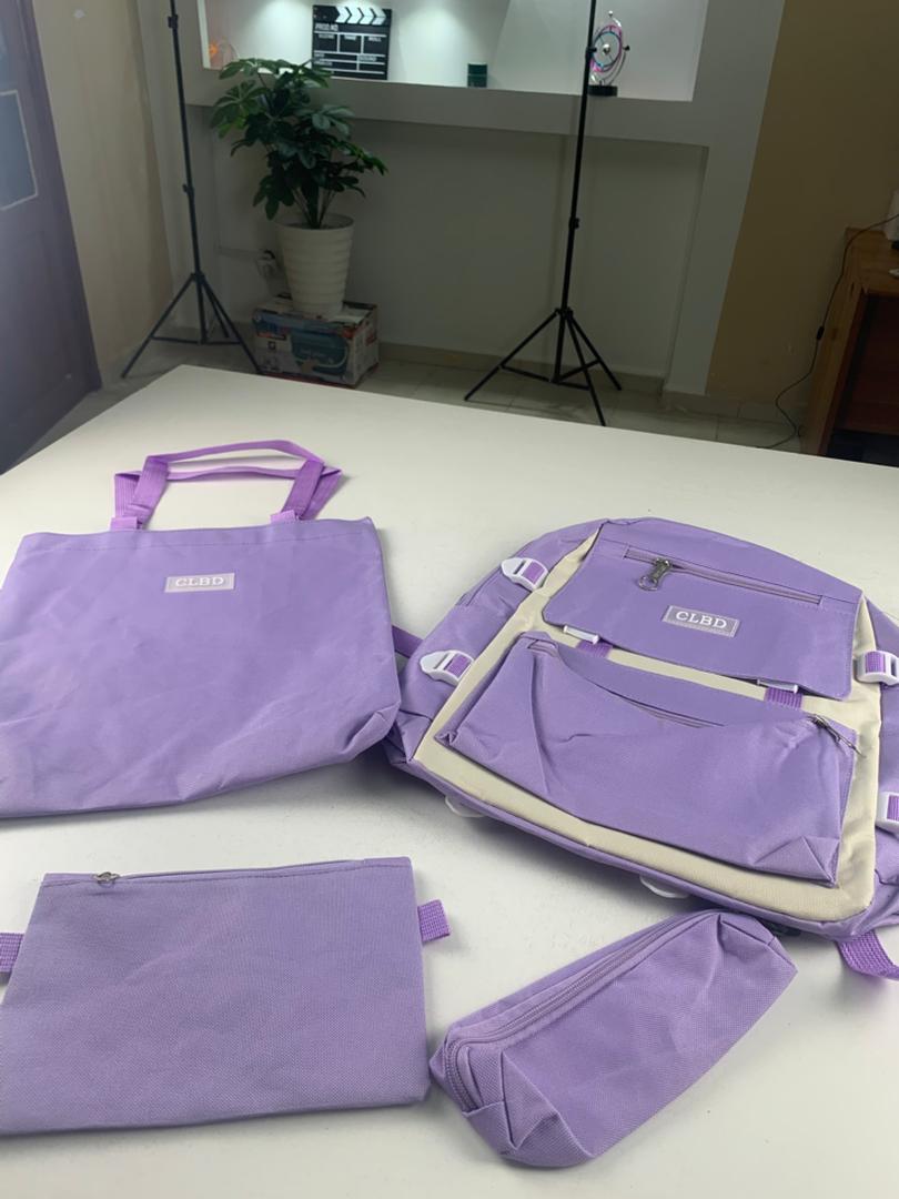 Ensemble de sacs d’école Kawai pour adolescents 4Pcs CLBD V1 Mauve – محفظة 4 قطع كاواي بنفسجي