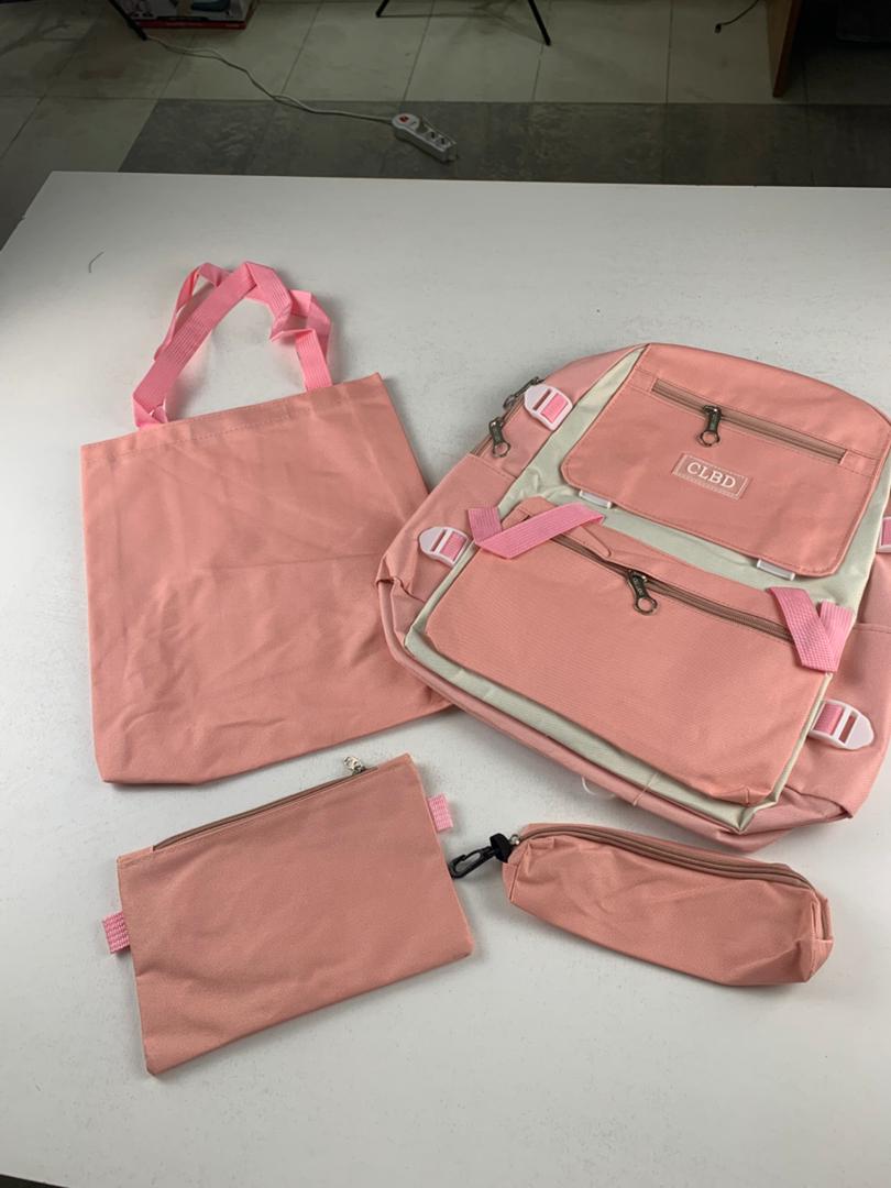 Ensemble de sacs d’école Kawai pour adolescents 4Pcs CLBD V1 Rose – محفظة 4 قطع كاواي وردي