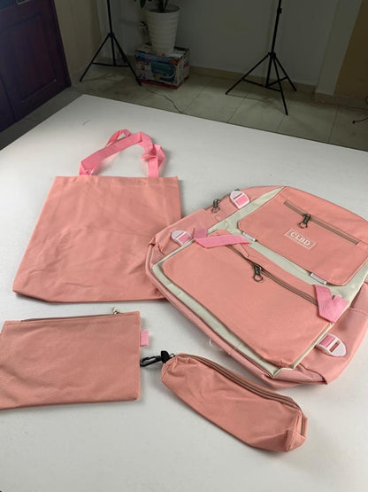 Ensemble de sacs d’école Kawai pour adolescents 4Pcs CLBD V1 Rose – محفظة 4 قطع كاواي وردي