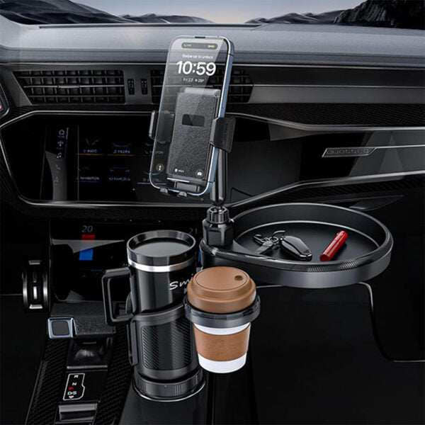 Plateau extensible 4 en 1 avec support de téléphone pour voiture – حامل أغراض ومشروبات في السيارة