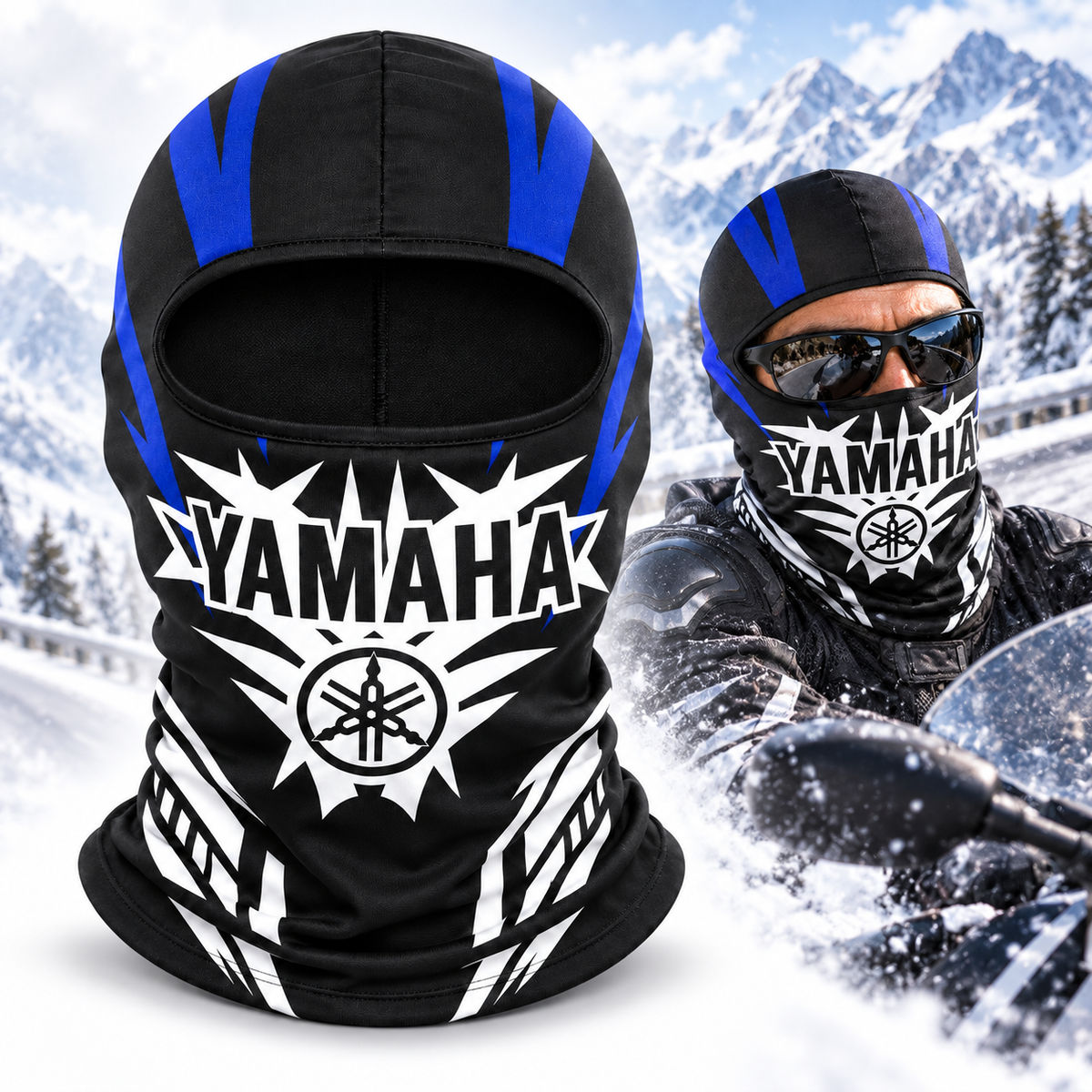Cagoule Moto Thermique Balaclava Yamaha Black - قناع واقي وجه كامل حراري للدراجات النارية