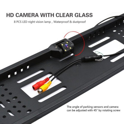 Caméra de recul HD pour voiture, Avec cadre de plaque d'immatriculation Standard , étanche, Vision nocturne, 4 LED
